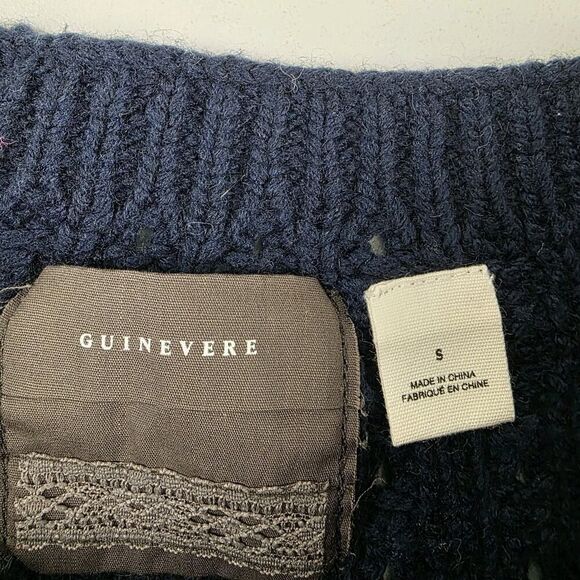 Guinevere Sweater‎ Womens Small Blue Wool Blend Knit L/S Pullover Anthropologie - Picture 3 of 9